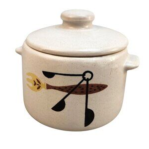 West Bend USA Ceramic Crock Been Pot Kitchen Storage Jar With Lid Retro Kitchen